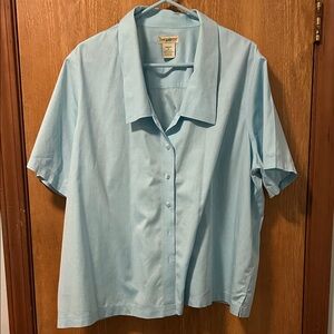 Vintage TravelSmith wrinkle resistant blouse size 3X. Lovely soft aqua.
